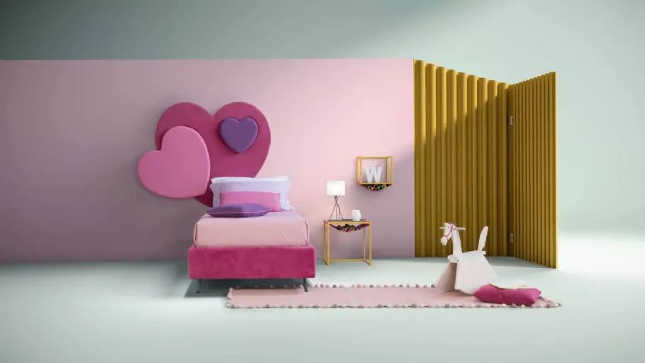 Letto moderno singolo con testiera a forma di cuore Sweet di Bside